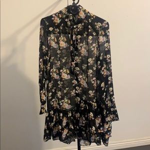 Zara Floral Sheer Midi Dress